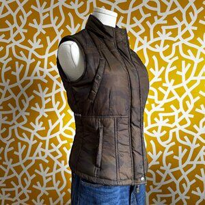 Triple Five Soul Camo Dark Green Puffer Fitted Vest with Detachable Hood - XS/S